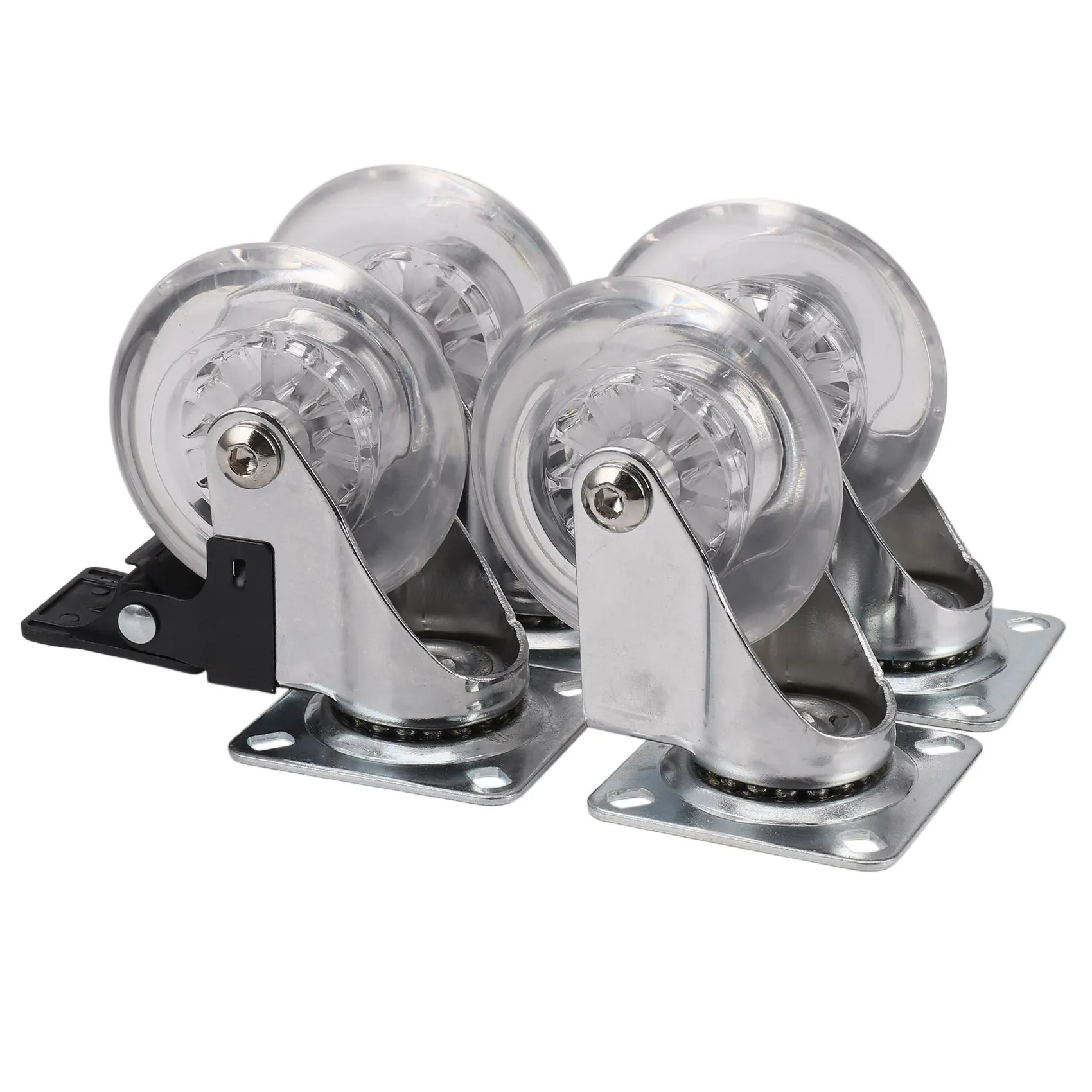 DT17 4x Heavy Duty 75mm Swivel Castor Wheels with Brakes Furniture Caster Trolley Wheels Load 100kg Each Set of 4