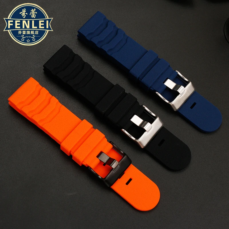 Pulseira de borracha para relógio Diesel, pulseira de silicone, 24mm, LUMINOX XS0321, 0329, 3251, 3749, 3749, 3741, Panerai, PAM380, 111, 351, acessórios