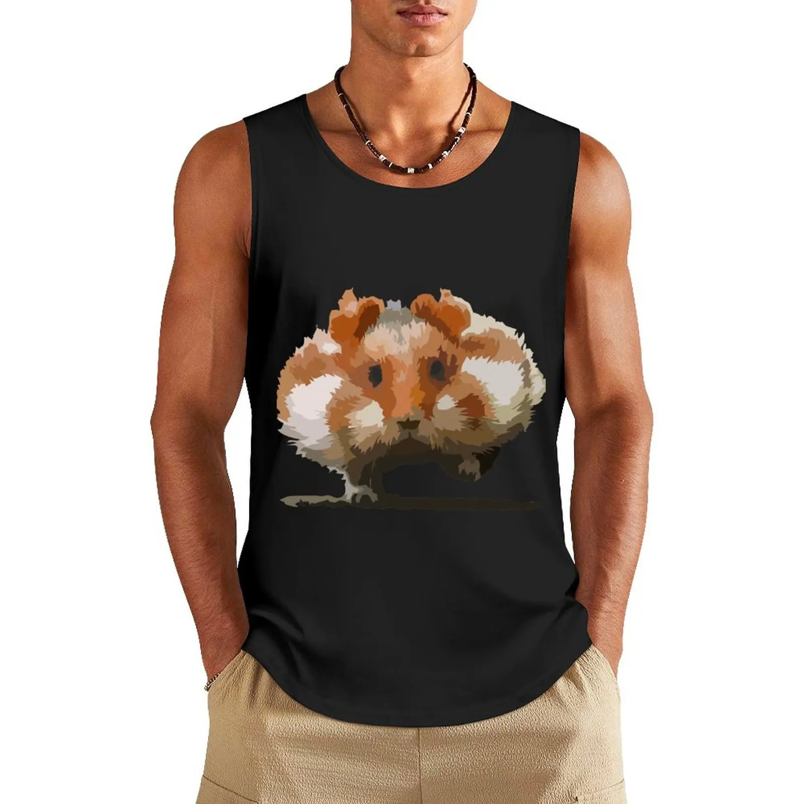 

cute hamster running Tank Top gym clothes for man anime top Men's summer t-shirt