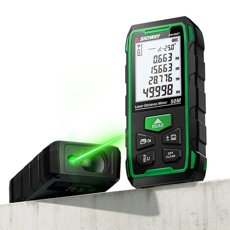 Sndway Sw-Gt Green Outdoor Rangefinder 50m Magnetic Force Oem Laser Distance Meter for Measuring Height