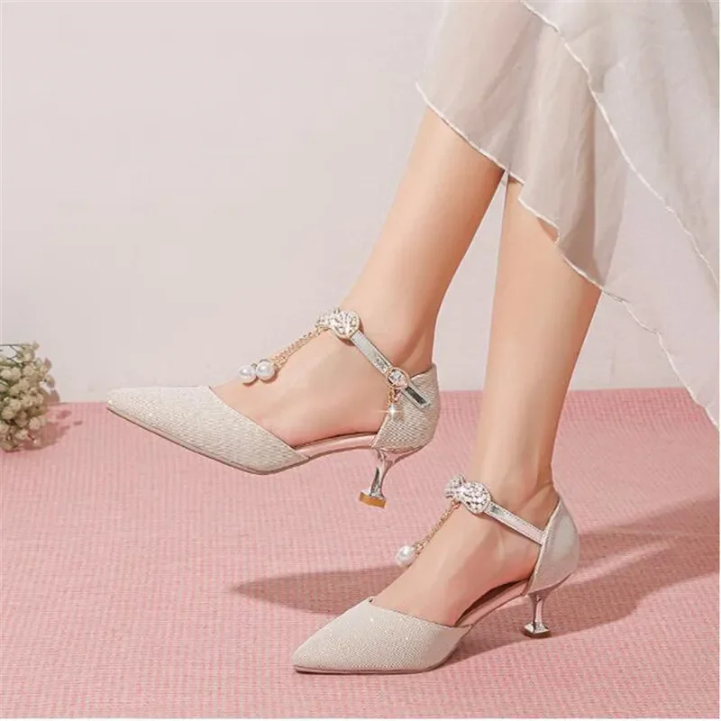 Leather Pointed Toe Girls High Heel Shoe Princess Children Designer Wedding Shoe 5CM