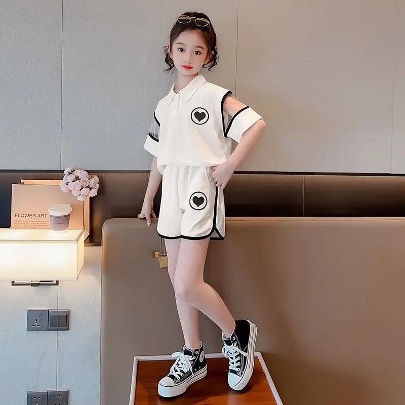 6559 Girls Daily Casual Summer Sports Polo Shirts+Pants Suits 4-14 Year Kids Korean Style Outfits Sets Children Boutique Clothes 5