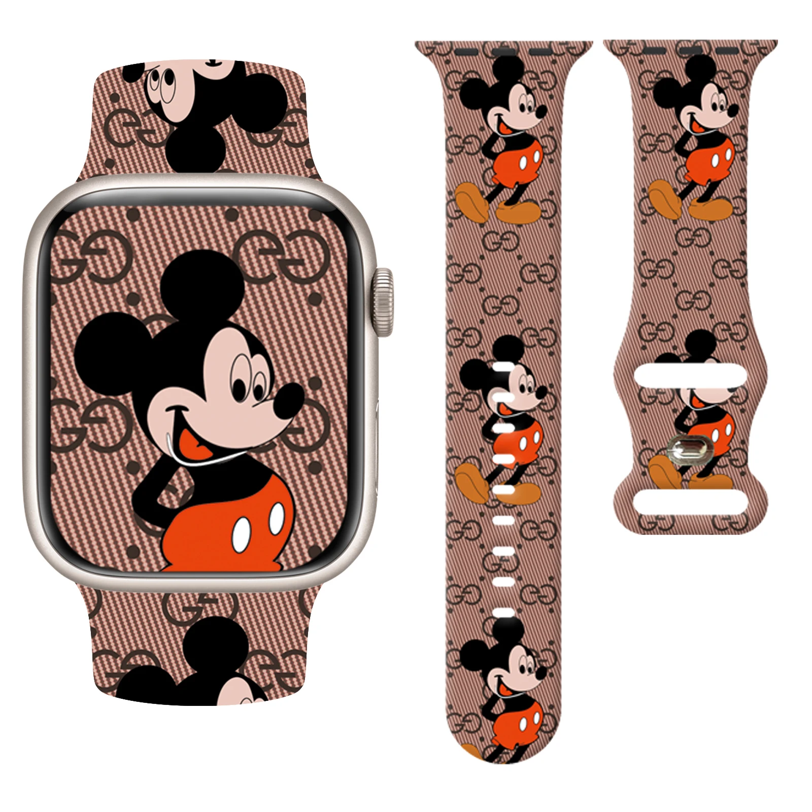 Disney Mich 1 Printed Strap for Apple Watch 9 8 7 SE Silicone Band Replaceable Bracelet for iWatch 45mm 44mm 42mm 40mm Watchband