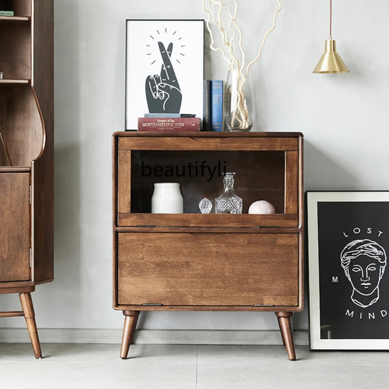 

CXH Nordic Solid Wood Sideboard Glass Bookcase Chest of Drawers TV Cabinet Side Cabinet Living Room Furniture