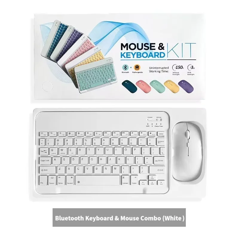 Colorful Mini Portable Wireless Bluetooth Keyboard And Mouse Comobo,Slient Lightweight Slim Keyboard Set For Android IOS iPad