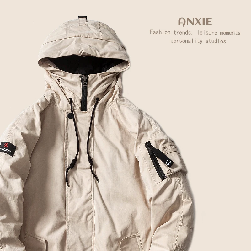 

Зимняя ветрозащитная теплая хлопковая куртка средней длины ANXIE: модное свободное хлопковое пальто-пуховик для мужчин и женщин