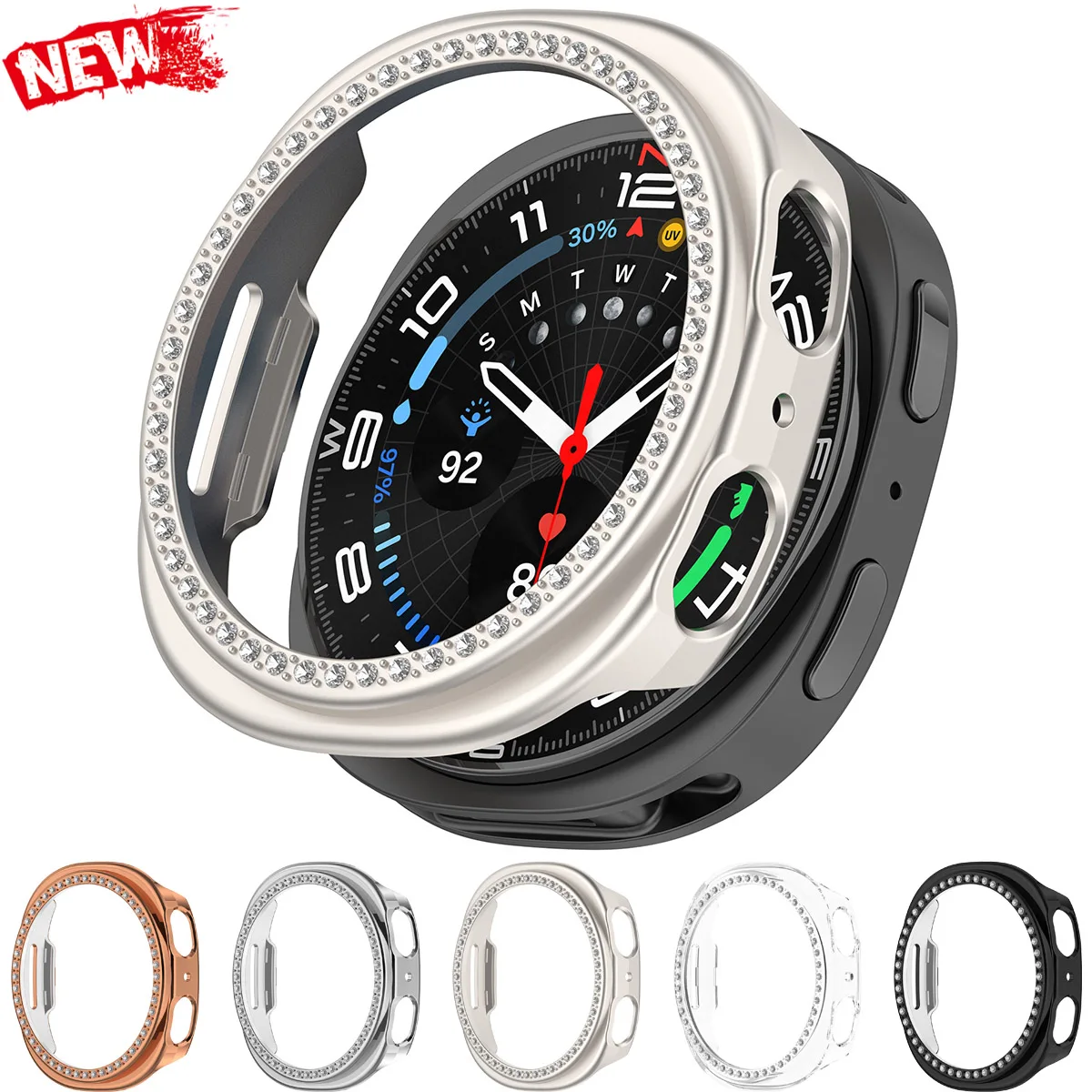 Bling PC Hollow Schutzhülle für Samsung Galaxy Watch 8 40 44 mm Hard Bumper Diamond Cover für Galaxy Watch 8 Protector Shell