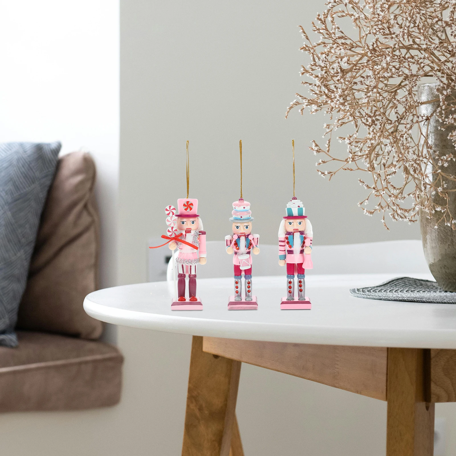 

3Pcs Christmas Nutcrackers Decor Wooden Figures Unique Holiday Gift for Wedding Valentine Engagement Anniversary Celebration