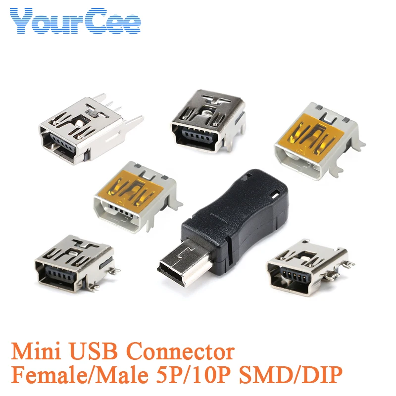 50PCS/10PCS MINIUSB Socket Female Male SMD 5Pin Mini B Socket Connector Plug For Mobile Phone Charging