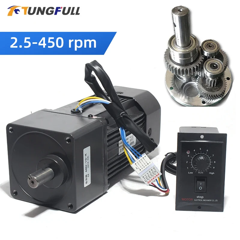 

220V 250W AC Reversible Gear 6RK250GU-CF Variable Speed Motor AC Gear Reducer Motor Geared Motor 1:3-1:250 450-2.7RPM