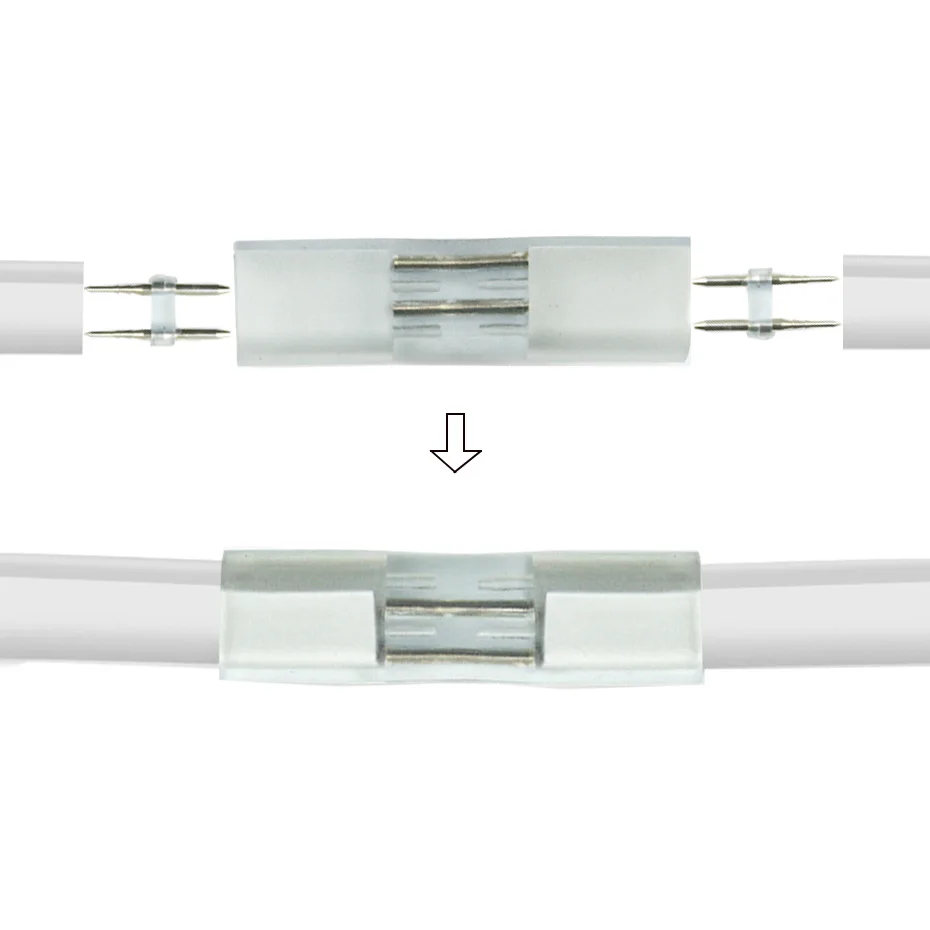 AC110V 220V / 2Pin 4Pin / L T I Shape Corner Connector Middle Plug with Copper Needle for LED Strip 5050 2835 Neon Strip Light
