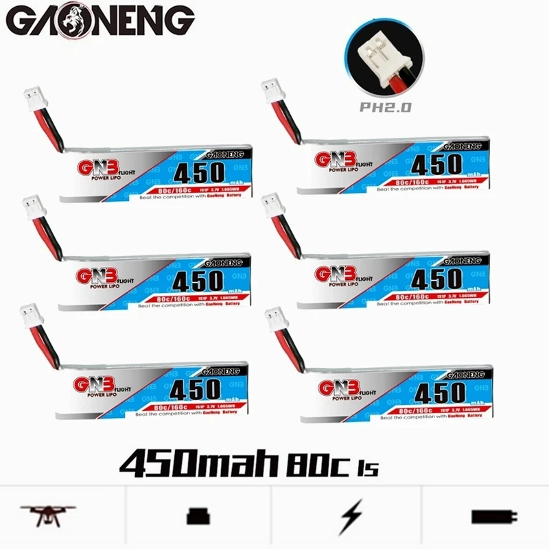 Baterai Lipo MAX 160c 1s 3.7v 450mAh untuk helikopter RC Quadcopter FPV suku cadang Drone balap 3.7v baterai isi ulang