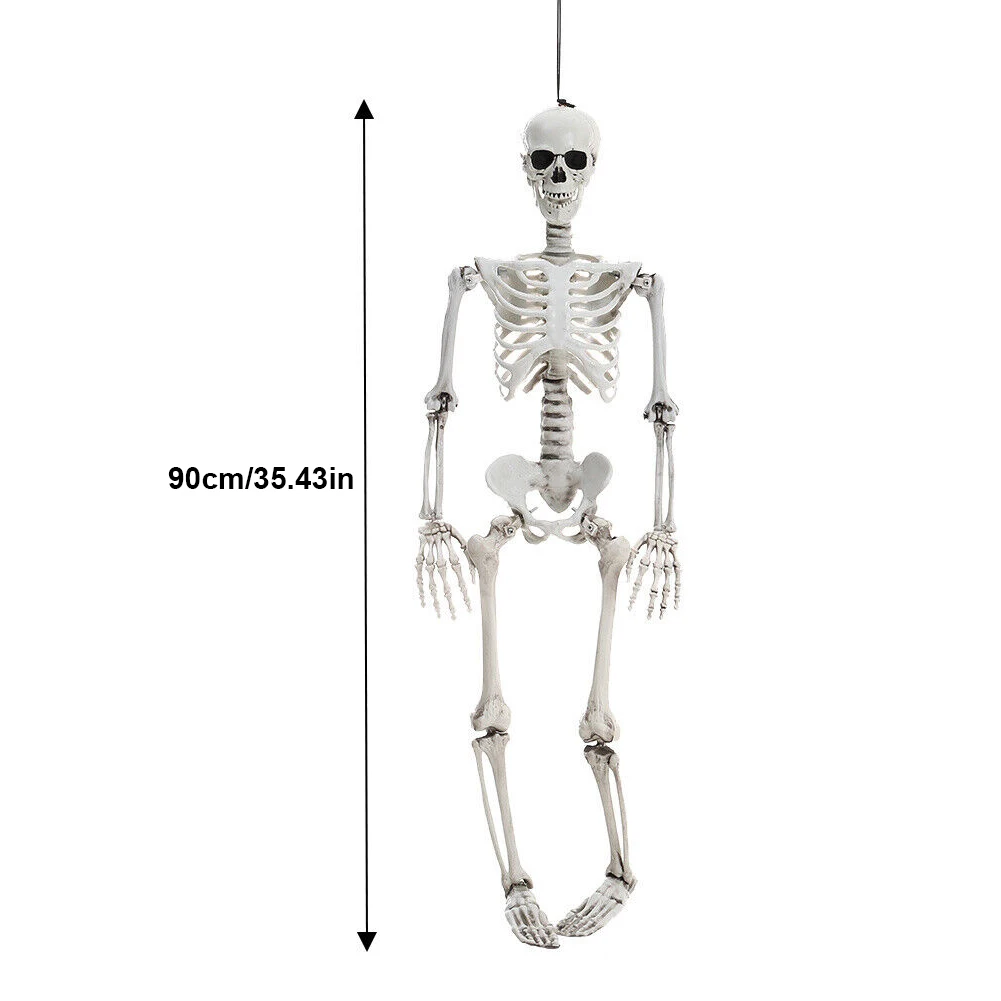 Streich-Requisiten Lebensgroßes Menschliches Skelett 90CM Spukhaus-Hänge-Requisiten Bewegliches Skelett-Ornament Spielzeug – Detail 5