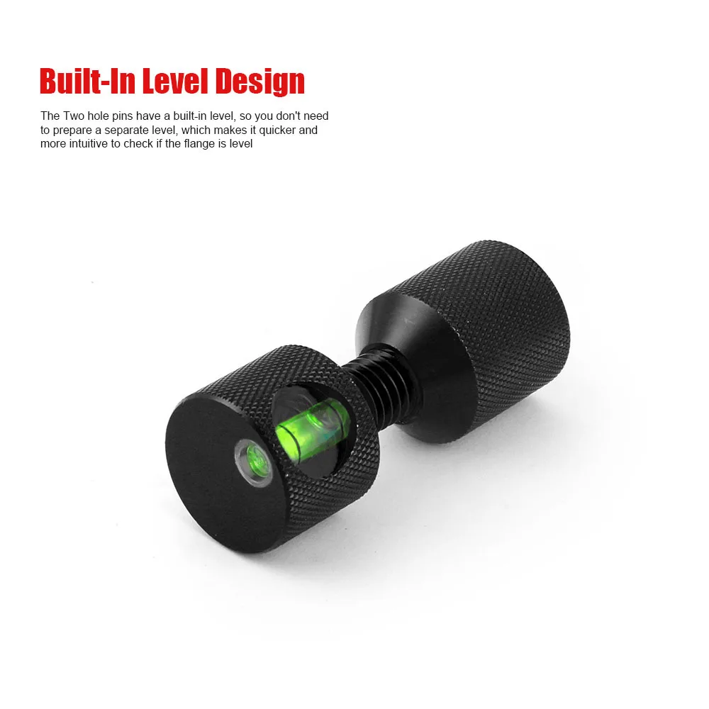 2Pcs 1-1/8 Inch 2 Hole Flange Alignment Pins 6061 Aluminum Alloy Built-in Level Anodized Oxide Finish Locating Dowel Pins Tools