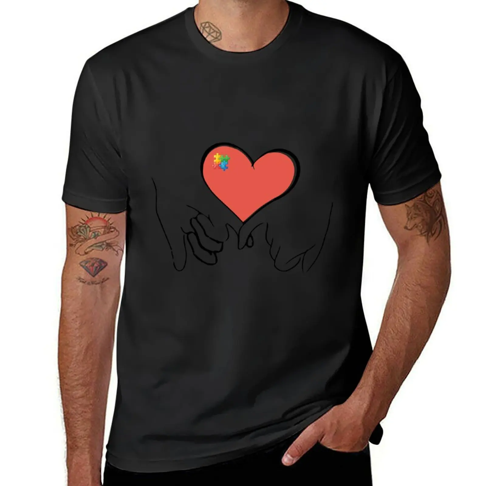 

I Love You Hand Sign Language heart Puzzle Autism Awareness T-Shirt plain customizeds sublime funny t shirts for men