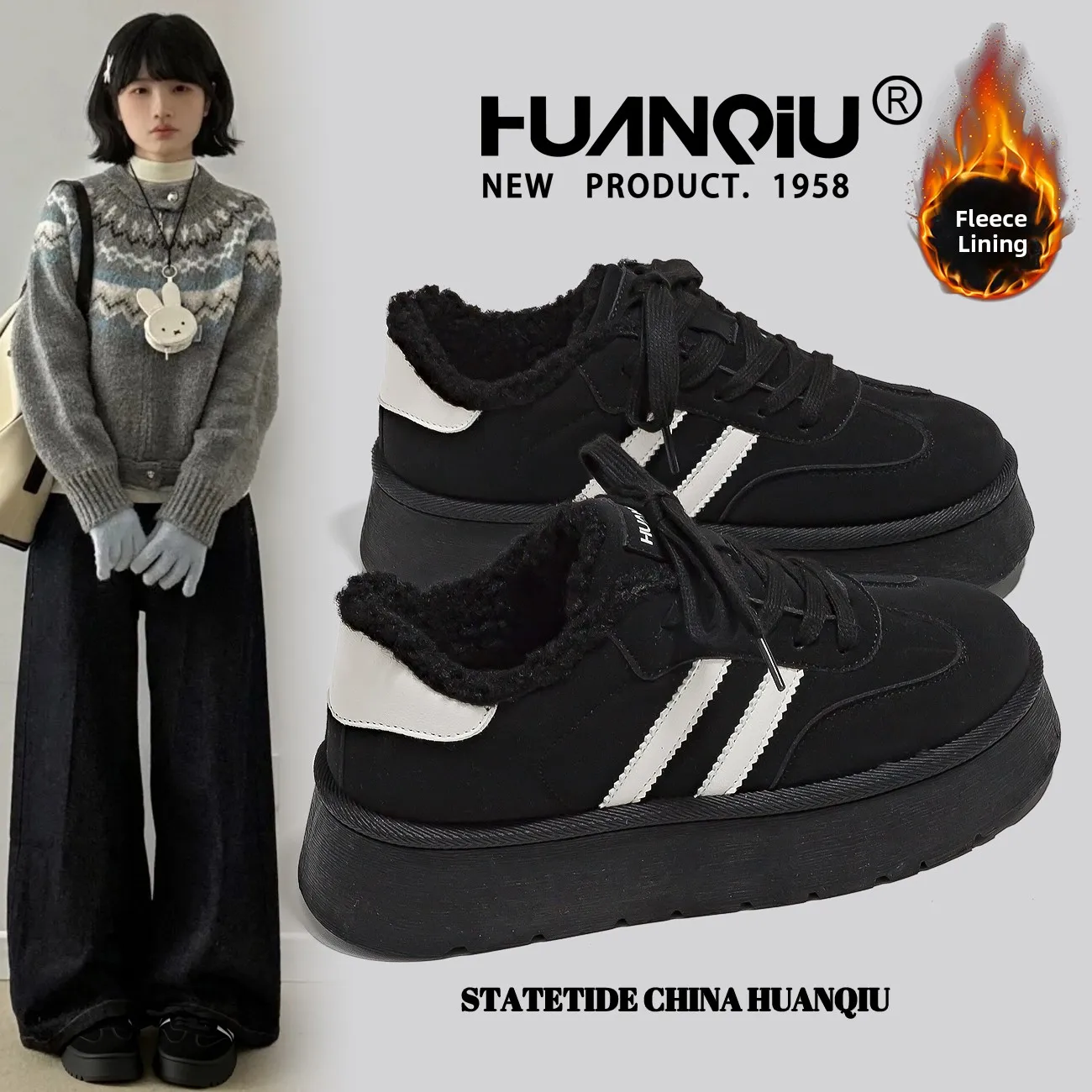 

Thiened Fce Warm Casual Dequn oes for Women Cross Bule Sewing Line Sle Student Youth Suitable Flat Boted oes