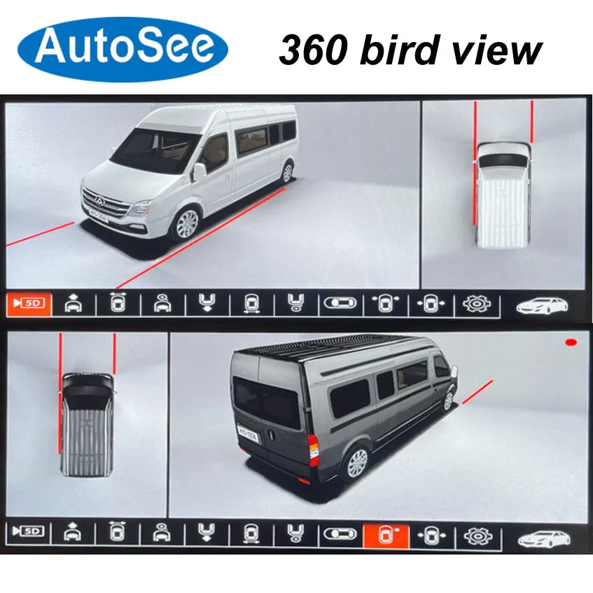 Motorhome Camper RV car 360 degree camera 3D birds eye Panoramic view front rear side Surround parking reverse 4K dash system