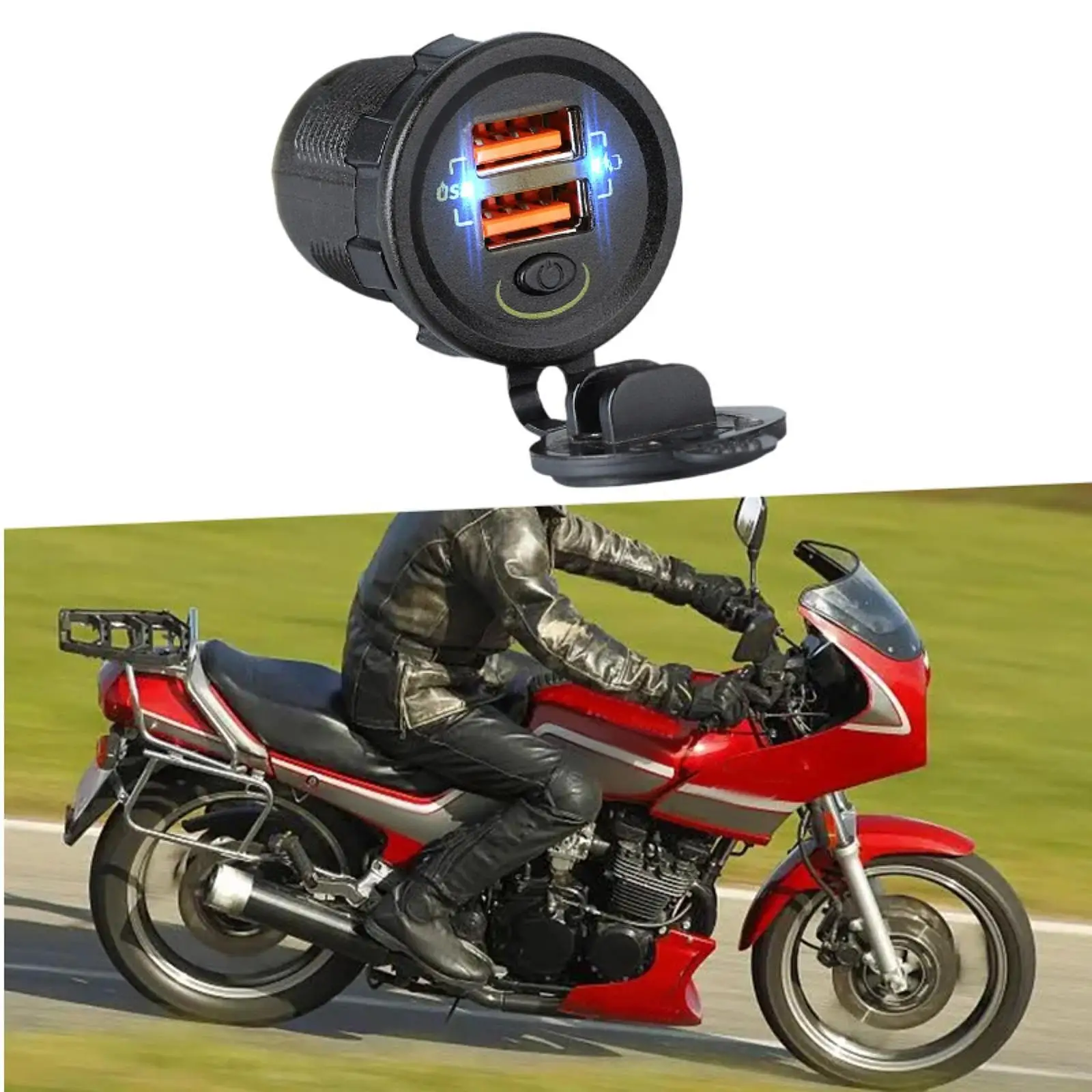 Motorcycle USB Phone Charger 4200 MA Waterproof QC18W Power Sturdy Fast Charge 12V-24V Accessories Black for Phone Cameras