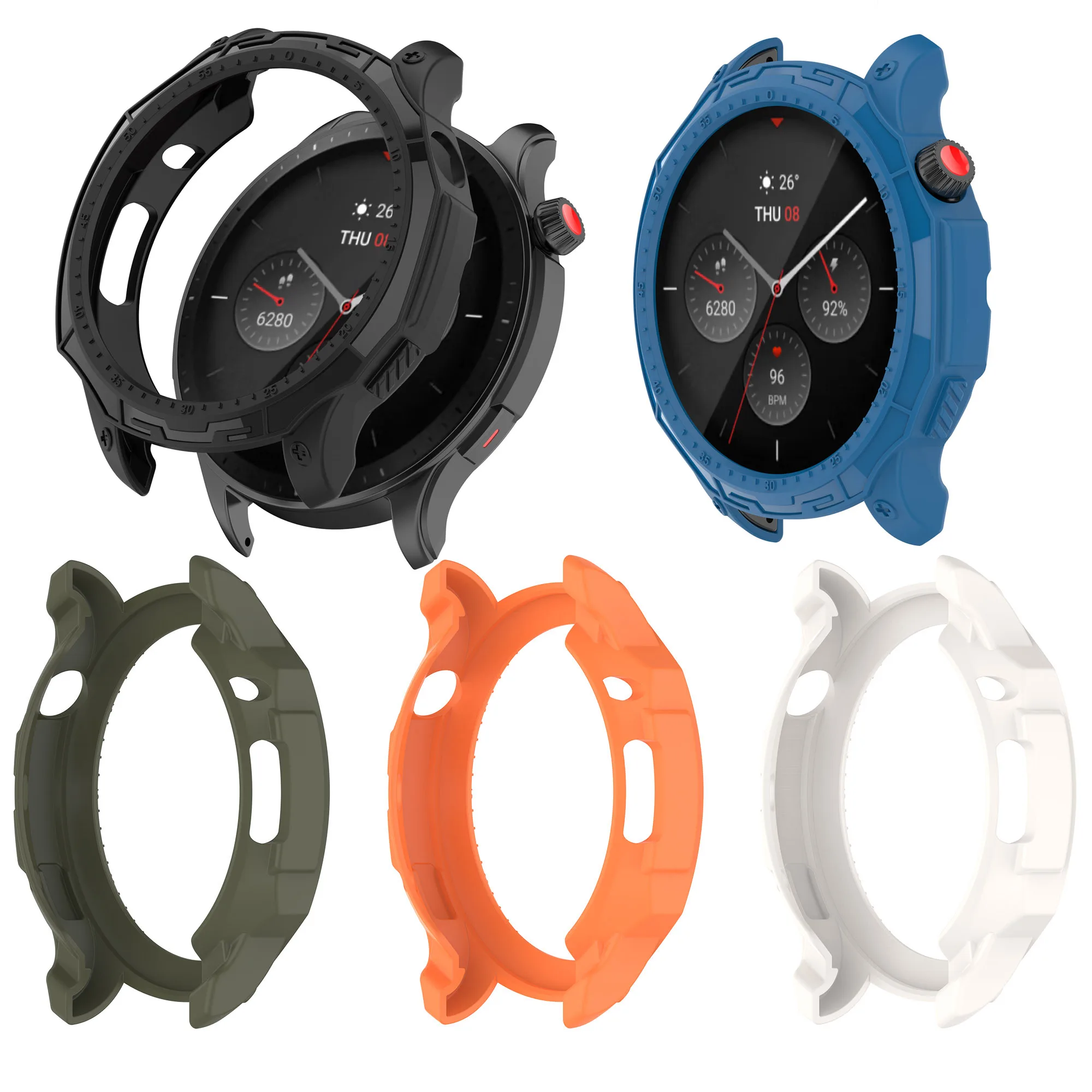 Borda macia escudo protetor de tela de vidro caso filme para amazfit gtr 4 relógio inteligente capa protetora para carros gtr4 quadro acessórios