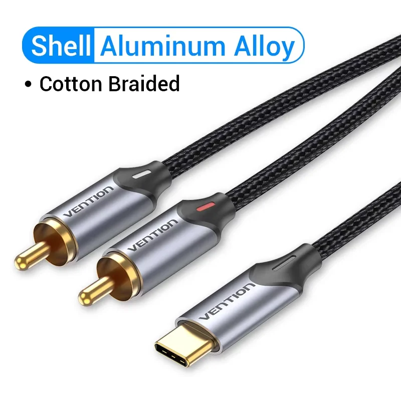 Ventie USB C naar RCA Audiokabel Type C naar 2 RCA-kabel met DAC voor luidsprekerversterker Huawei Xiaomi Laptop USB C-splitter RCA Y