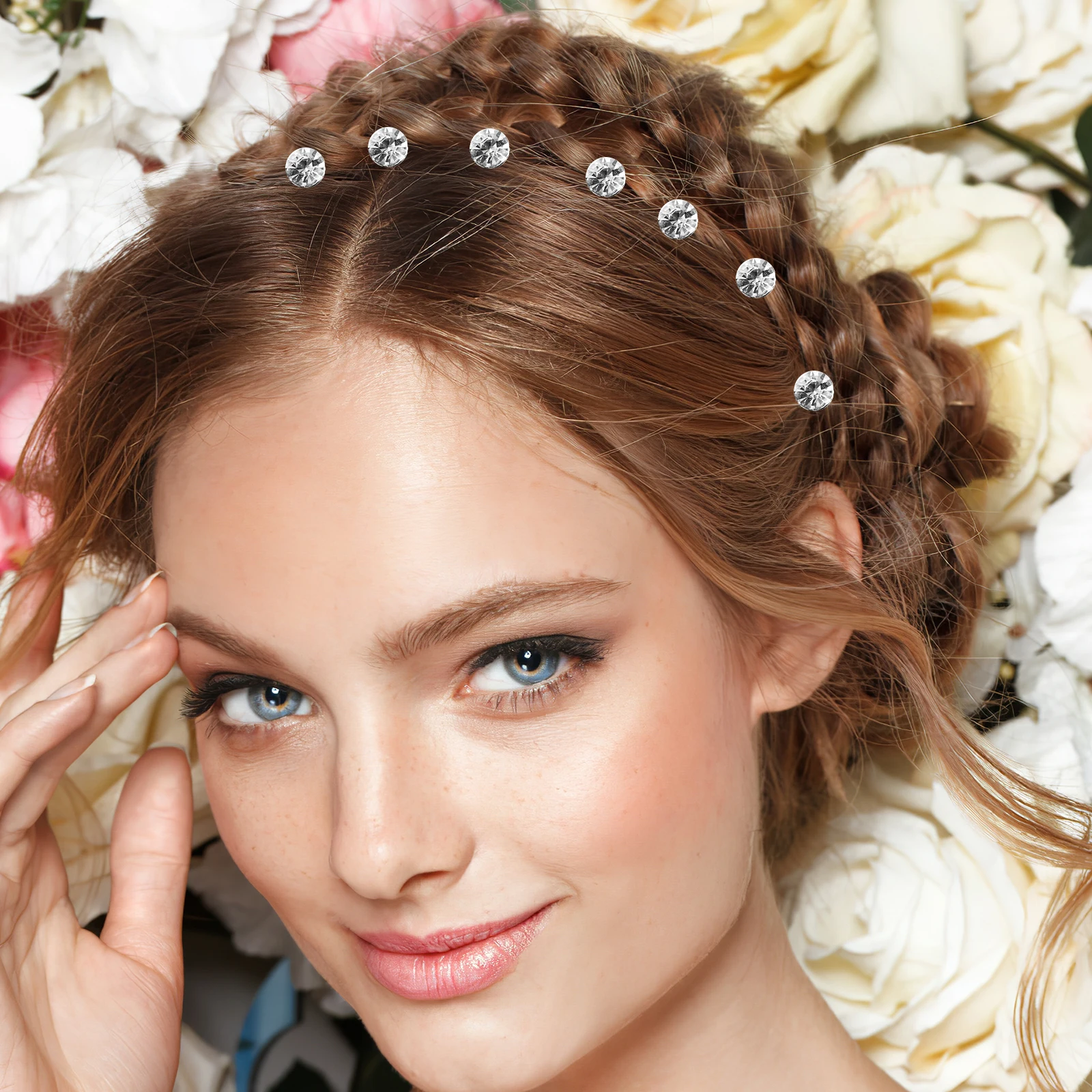 

12pcs Single Drill Hair Clip Spiral Accessories Women Rhinestone Bride Barrettes Long Hair Bun Tool Flexible Easy Hairstyling