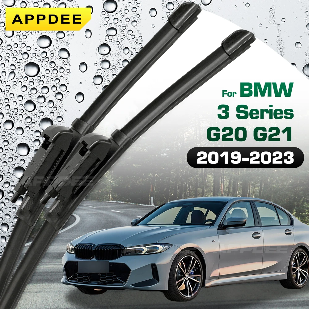 Silicone & rubber  Front Wiper Blades Set For BMW 3 Series G20 G21 2019 - 2023 Windshield Windscreen Window Brush 24"+19"