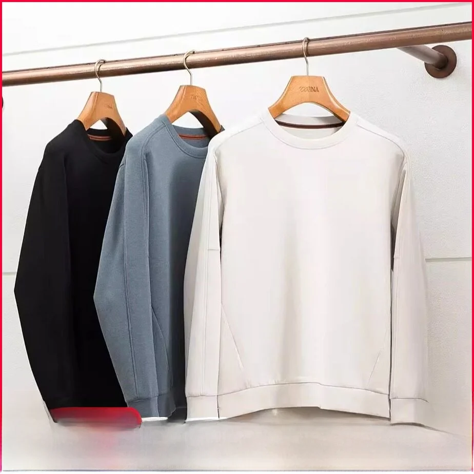 

Cloud-Like Soft Basic round Neck Men's Sweatshirt Casual Underwear Top Fashion Urban Style Long Sleeve Thermal Comfortable-Shirt