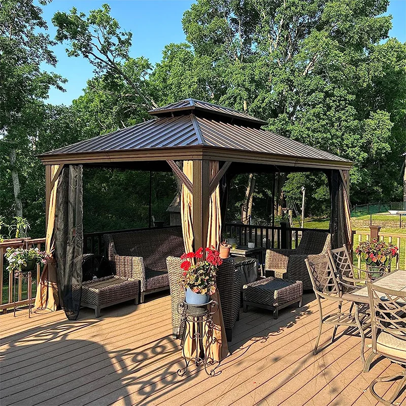 

Wholesale 12x20 3.6x3.6 Hardtop Gazebo Aluminum Waterproof Louvered Roof Nature Style Motorized Windproof Anti-UV Customizable