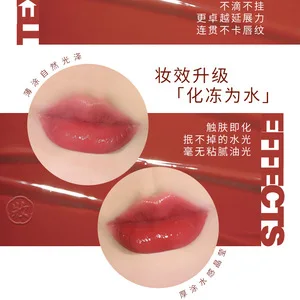 Hezhuang-Laca de labios Yinhe, cristal de barro para labios rojos, Zhuang, brillo de labios, Impresión de luz de agua y espejo, brillo de gelatina para niña, Belleza