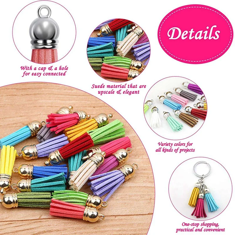 240Pcs Keychain Rings For Craft With Tassels,Extender Chain,Jump Rings And Eye Pins,For Keychain Making Supplies