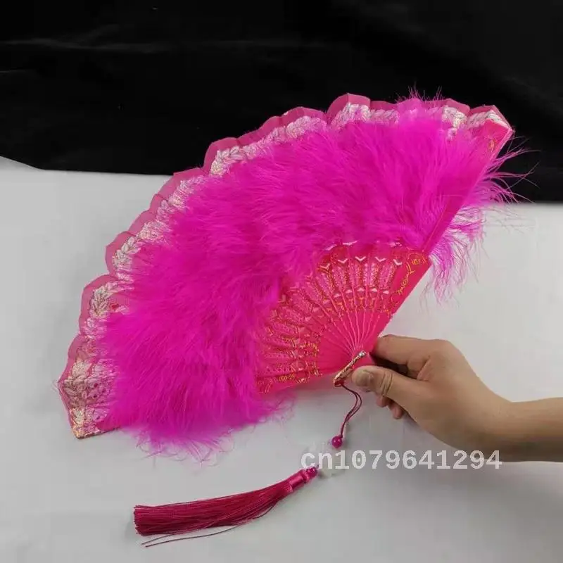 

Wedding Handmade Spanish Lace Feather Fans for Party Gift Chinese Luxurious Wedding Party Decor - Feather Hand Fan