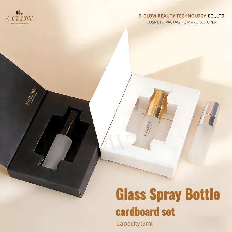 【Logo Custom】100Pcs Customized Popular Cosmetic Packaging 3ml Empty Refillable Gold Silver Black Perfume Glass Spray Bottle Set
