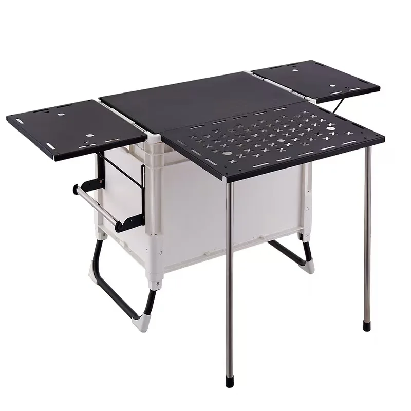 Outdoor Heavy Duty Industrial Design Folding Storage Cabinet Table Top Lid Stackable Expandable Stainless Steel