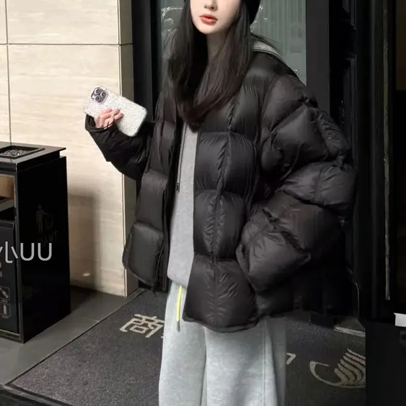 Short Puffer Down Jackets for Women New Winter Warm Round Neck Quilted Down Coats Women JK-403 Куртка Женская С Капюшоном