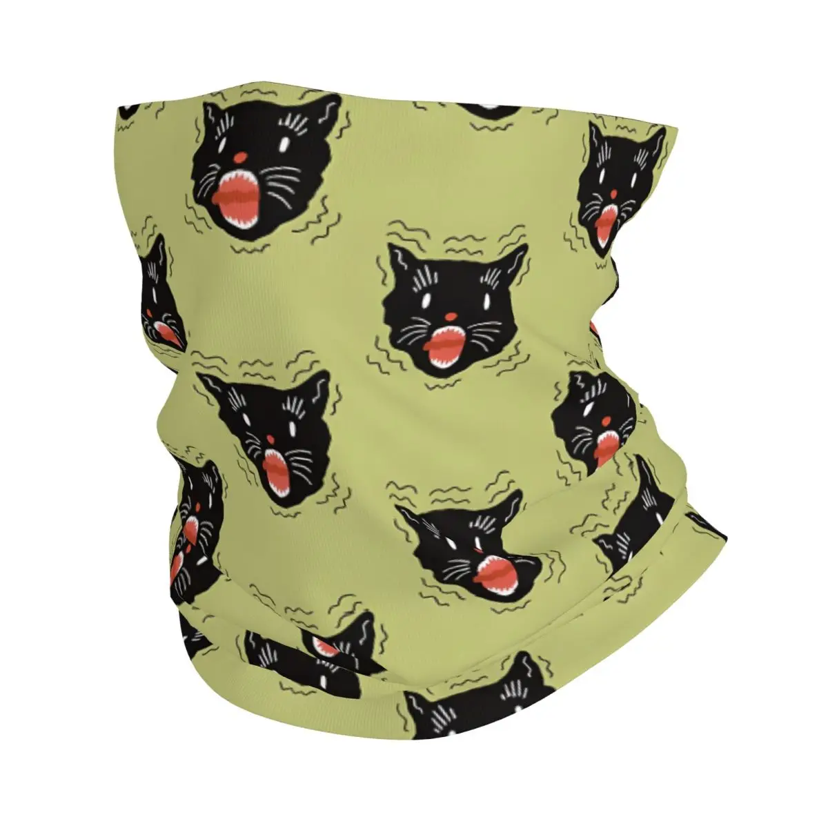 Creepy Kitty Halloween Scarf Neckerchief Neck Face Mask Polyester