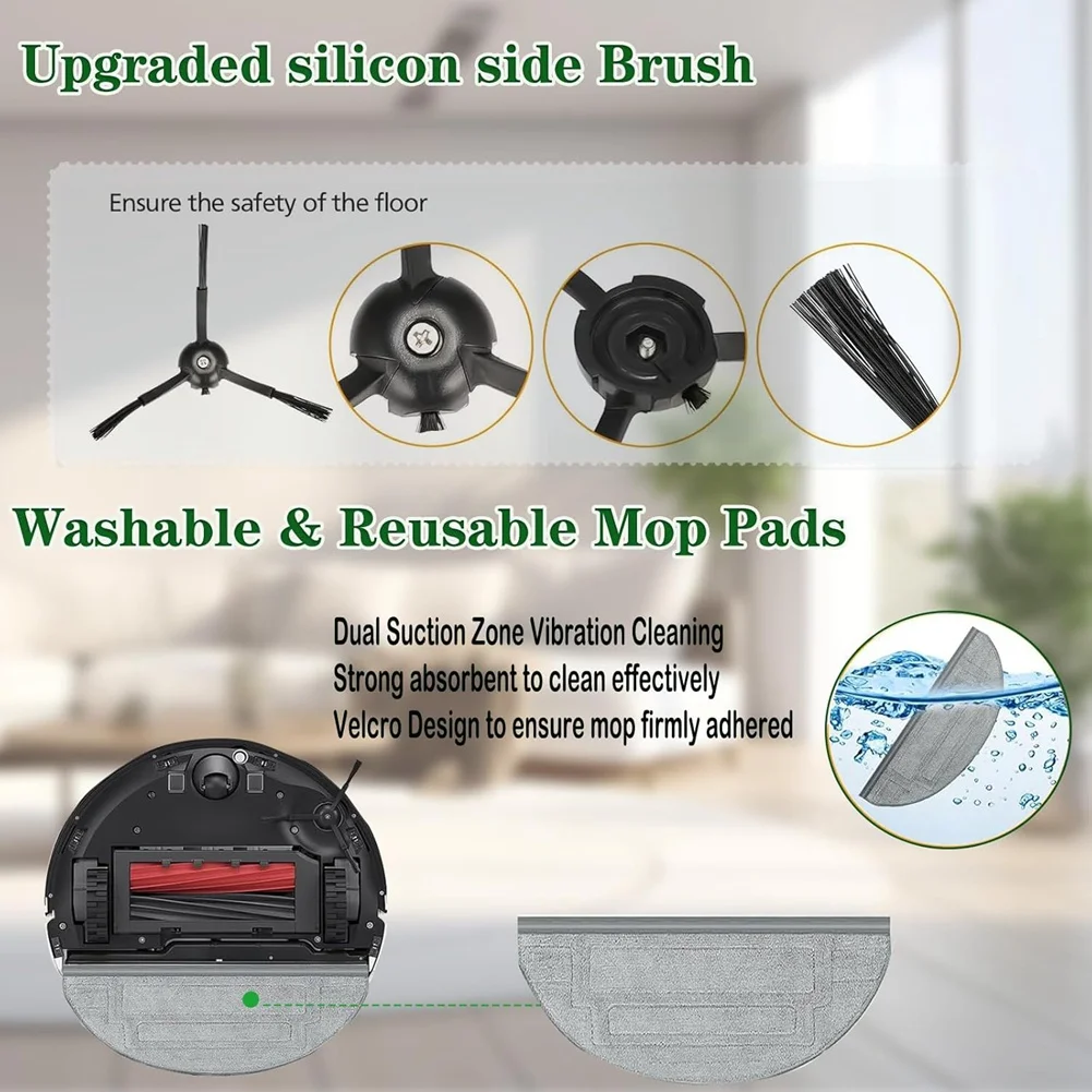Roborock S8 Pro 울트라 로봇 진공 청소기 메인 사이드 브러시 Hepa 필터 걸레 천 먼지 봉투 교체 부품-A58E