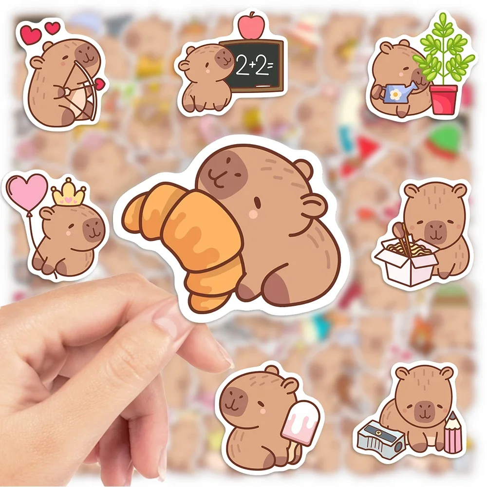 Funny Cute Cartoon Capybara Stickers Kids DIY Toys Gift Decorative Decal for Scrapbook Junk Journals Laptop Luggage Waterproof - Image 2