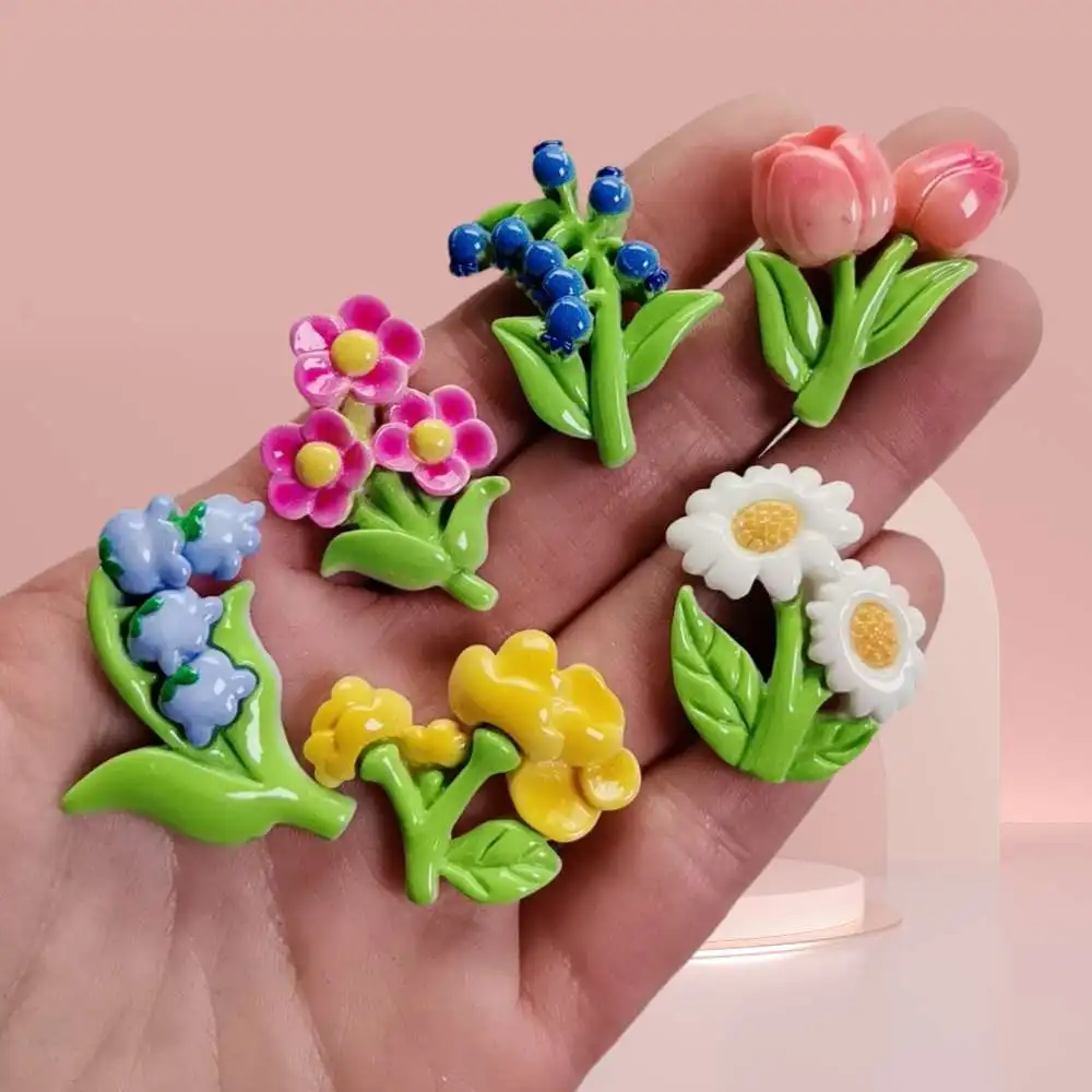 Kawaii Simulation Flower Resin Flatback Cabochon Scrapbooking Hair Bow Center Crafts Deco Parts