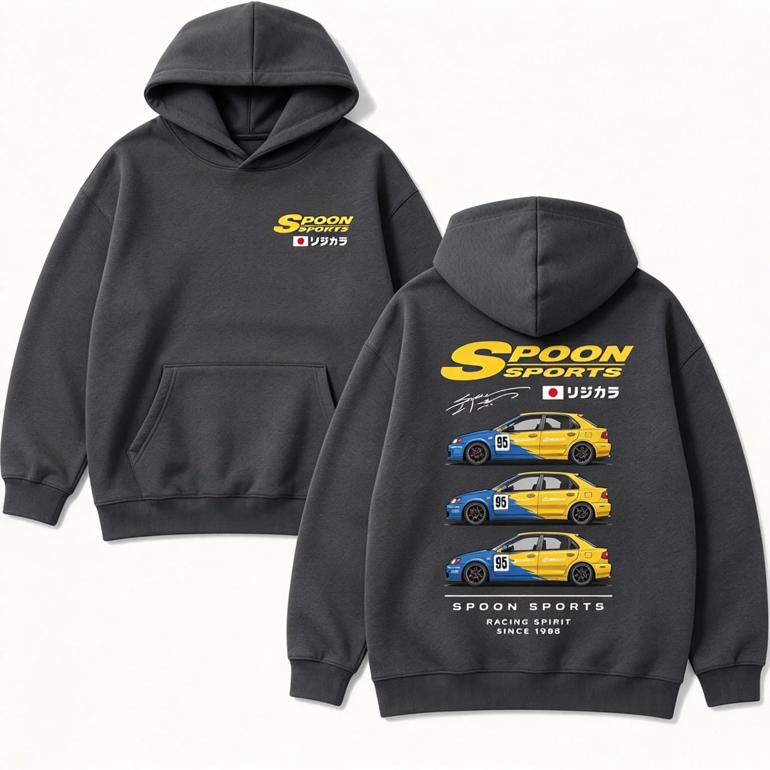 Rs Grauer Sportwagen-Coupé Civic Spoon Sport JDM Herbst Winter US Unisex Pullover Damen Sweatshirt Jungen Top Baumwolle Herren Hoodie – Detail 5