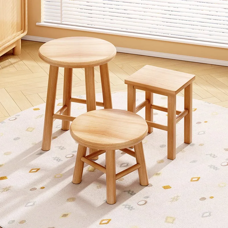 

Household low stool solid wood living room sofa stackable simple multi-function sedentary not tired