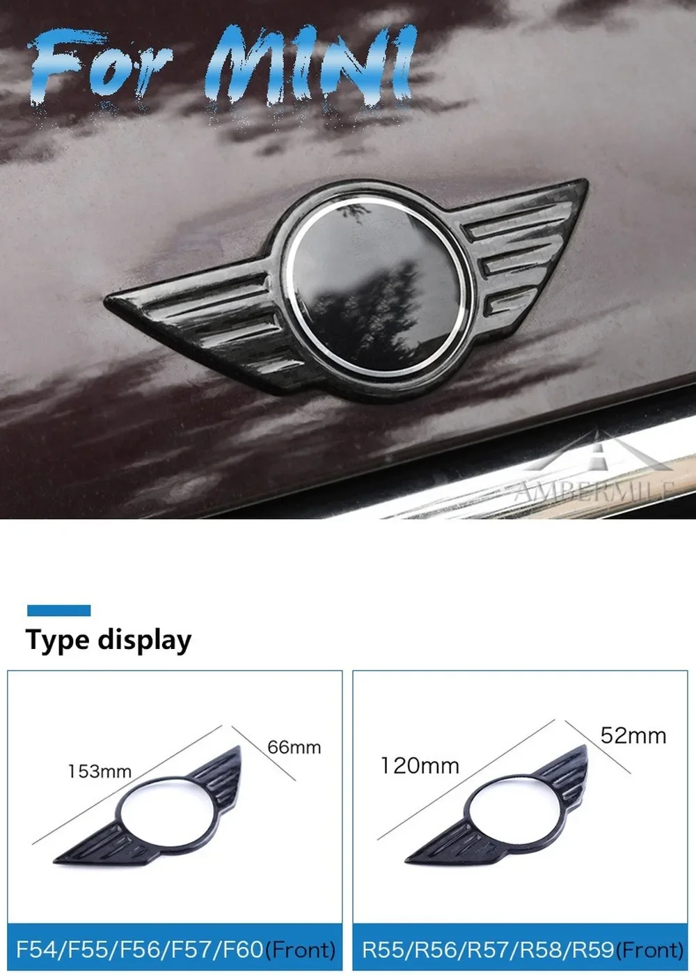 

For BMW MINI Cooper Carbon Fiber Mid-Net Tail Standard Retrofit Sticker F54 F55 F60 R60 R55 R56 Car Sticker