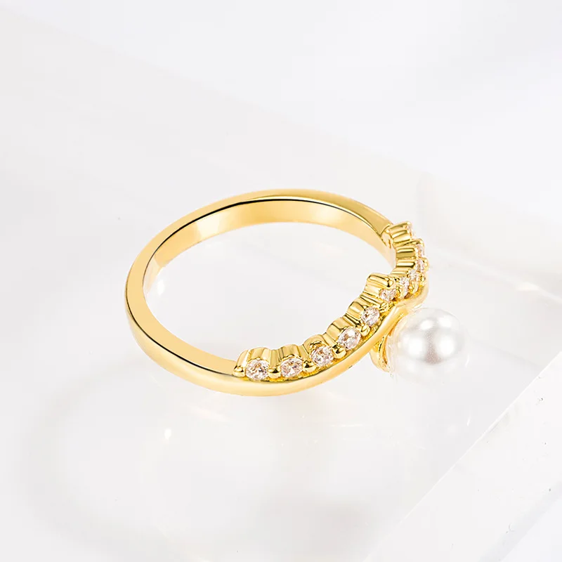 Fashion Pearl Rings 925 Silver Jewelry with Zircon Gemstones Accessories Finger Ring for Women Wedding Engagement Gift Wholesale