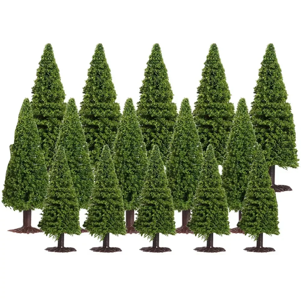 15 Pieces ,Model Trees Miniature Trees Christmas Village Trees Woodland Scenics (9 Cm + 10 Cm + 12. 5 Cm)