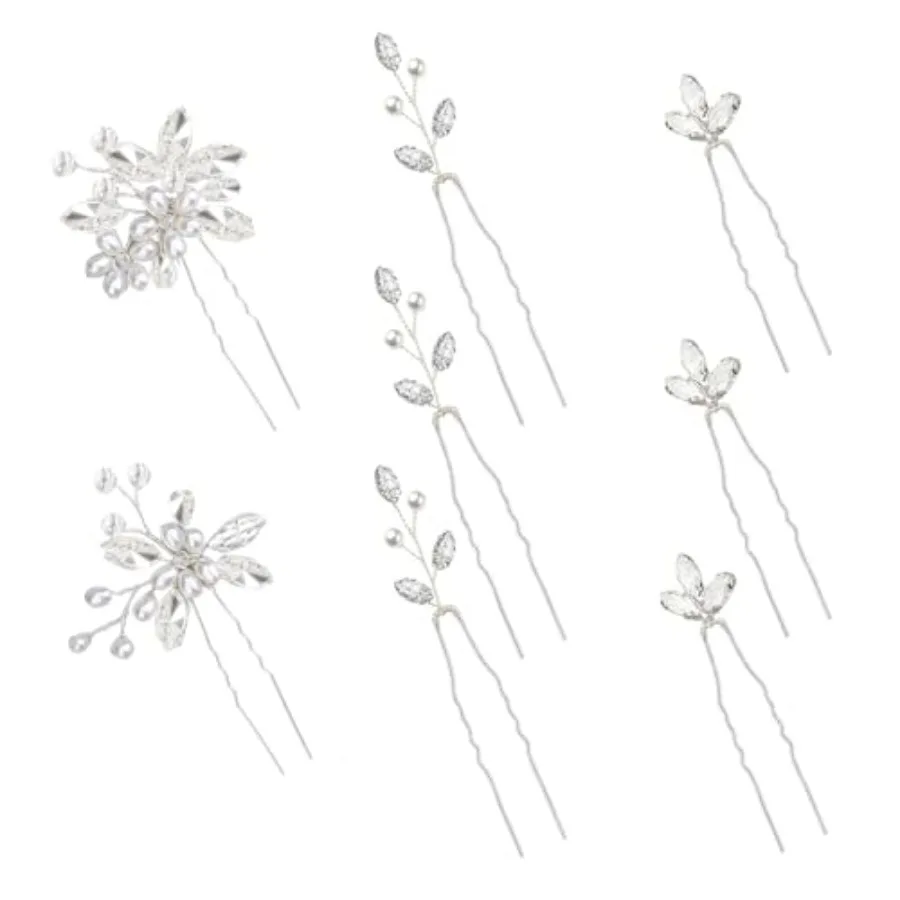 

8 Pieces Hair Accessories Bride Hair Pins Rhinestone Bridal Hairpiece for Women Crystal Jewelry for Bridesmaids Flower