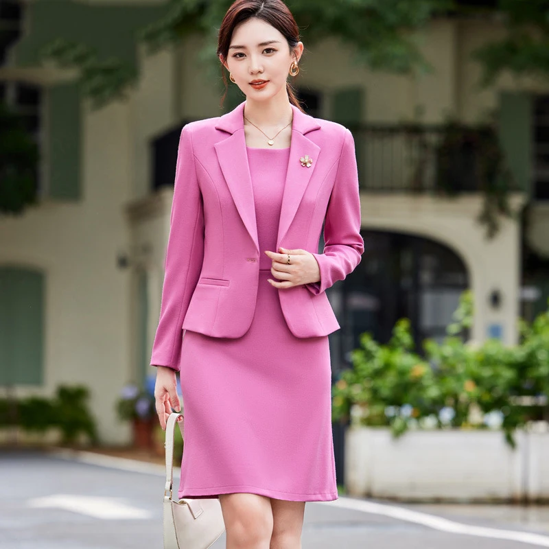 

Fashion Elegant Women Business Suits Dress and Jacket Sets Slim Ladies Work Wear Office Style Temperament Suit