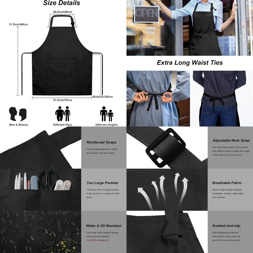 

Массовые фартуки для взрослых из 15 предметов с карманами, регулируемые фартуки для шеф-повара для мужчин и женщин, идеально подходят для приготовления пищи, рисования и рукоделия (