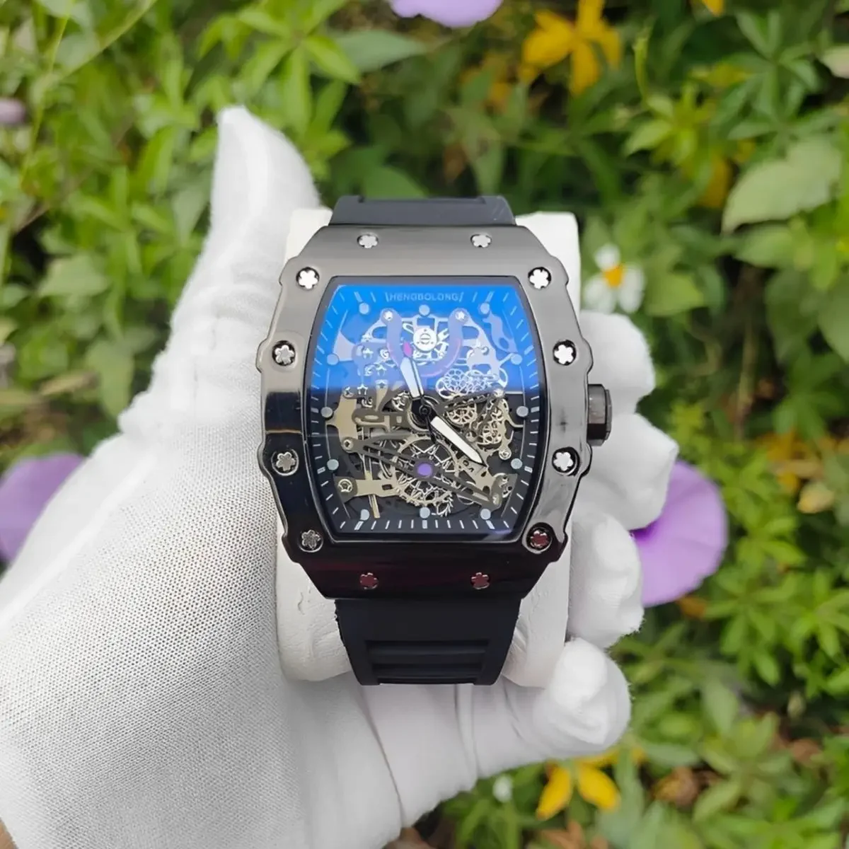 AAA Men Watches High Quality Classic Steel Tonneau Dial Hollow Design Fashion Casual Quartz Watch Personality Watch Clock