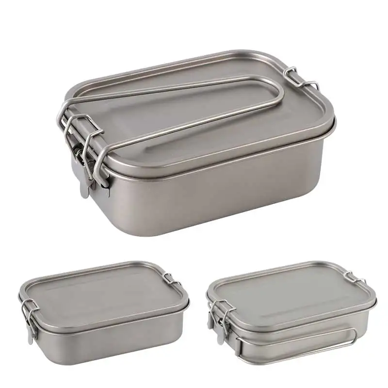 800ml/1200ml Healthy Titanium Alloy Portable Bento Dinner Box Leak-Proof Lunch Box Rectangle Food Storage Containers TitaniumBox