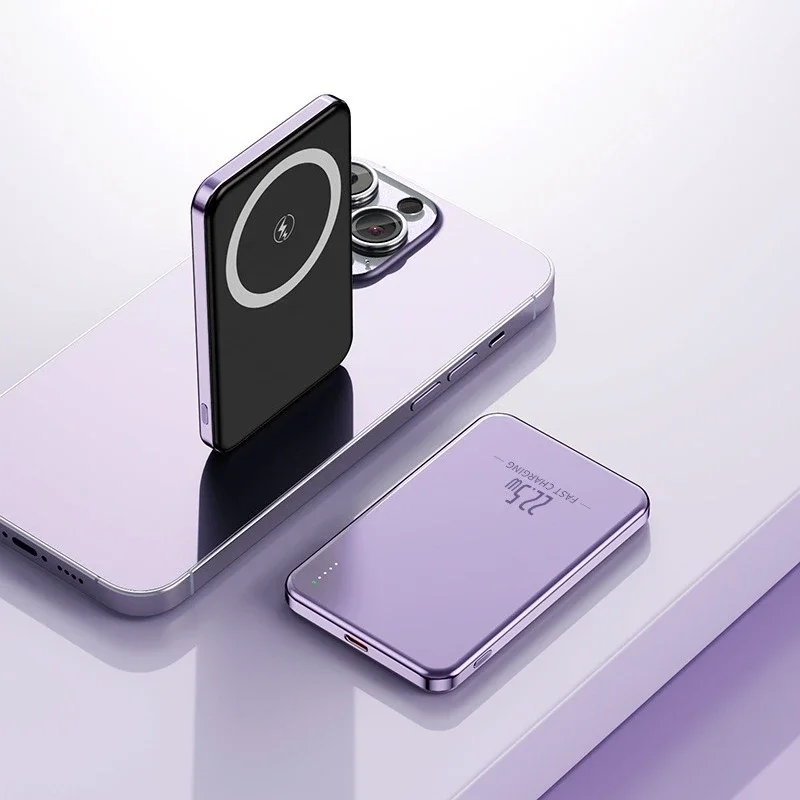 5000mah Ultra-thin Aluminum Alloy Magnetic Wireless Power Bank Two-way Super Fast Charging Mobile Power Supply