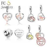 FC Jewelry Fit Original Charm Bracelet 925 Sterling Silver Mother and Baby Horse Best Friends Bead For Making Women Berloque DIY